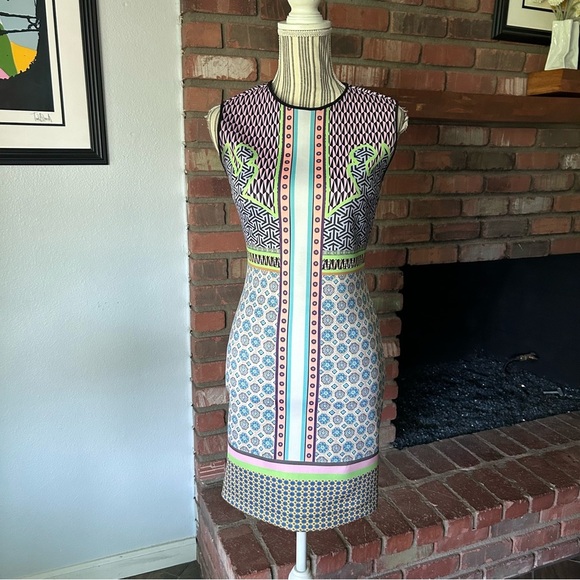 Clover Canyon Geometric Print Scuba Neoprene Bodycon Sleeveless Dress Sz M - Picture 1 of 8